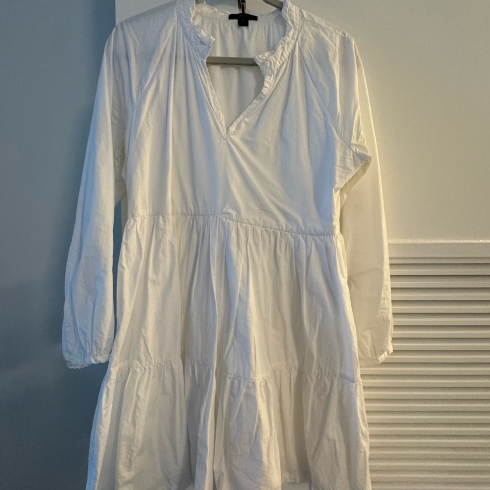 J. Crew Classic Long Sleeve White Summer Dress